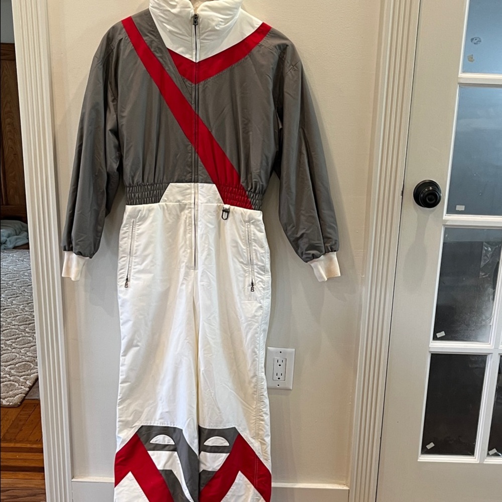 Bogner White, Gray and Red Ski Snow Suit